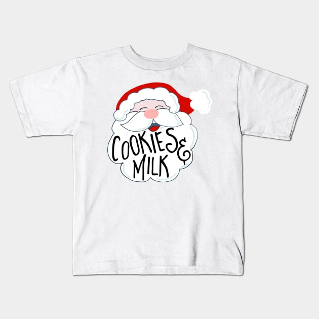 Santa, Cookies and Milk Kids T-Shirt by KathrinLegg